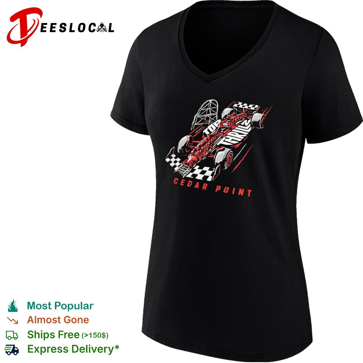 Thrill 2 Cedar Point Formula Racing Car Speed Amusement Park Roller Coaster shirt