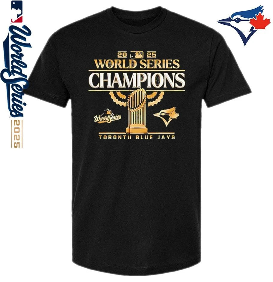 Toronto Blue Jays 2025 World Series Champions Trophy Gold T-Shirt