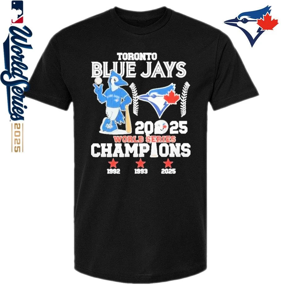 Toronto Blue Jays Blue Jays 1992 1993 2025 World Series Champions Mascot Legend T-Shirt