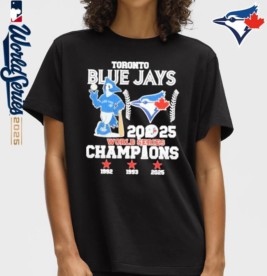 Toronto Blue Jays Blue Jays 1992 1993 2025 World Series Champions Mascot Legend T-Shirt