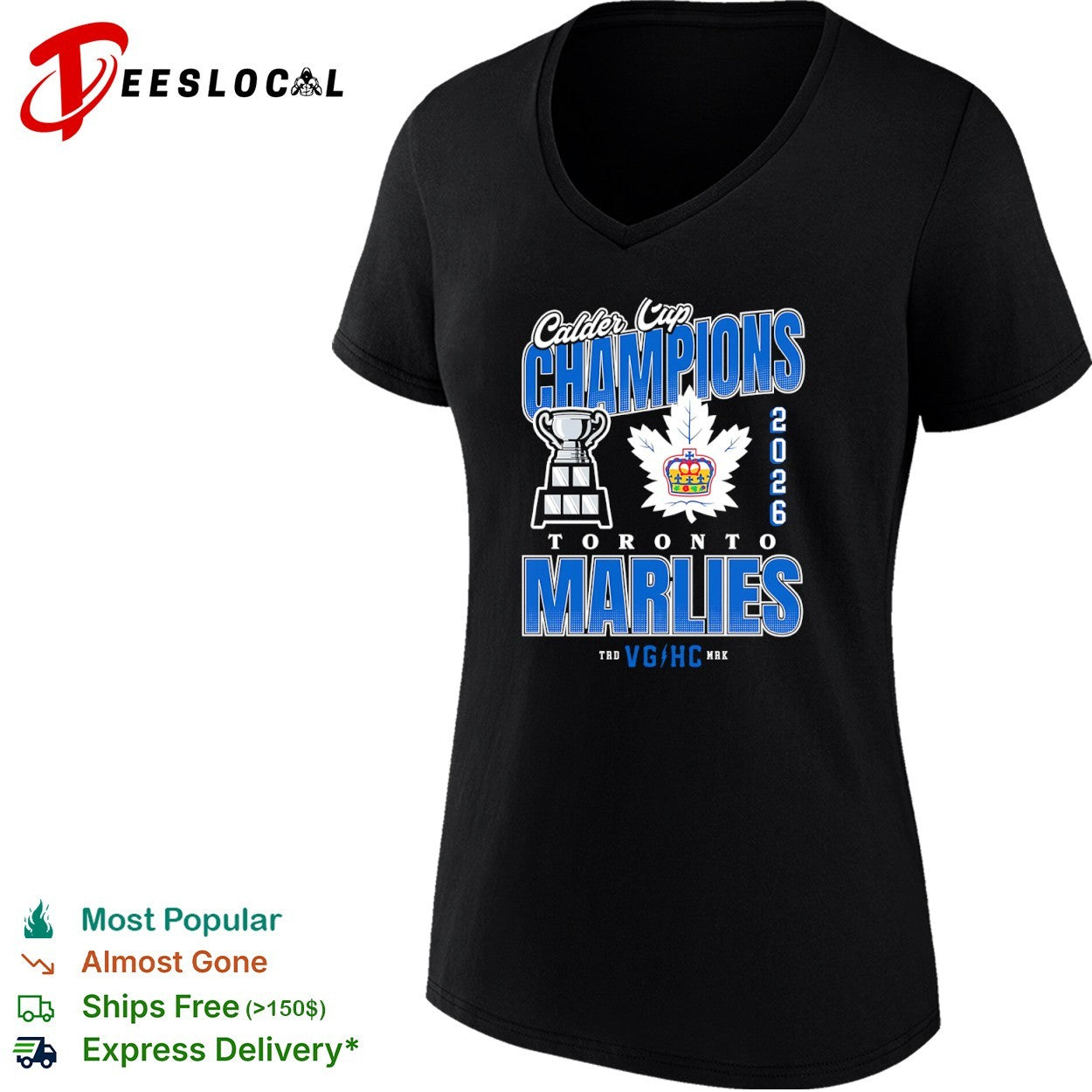 Toronto Marlies Calder Cup champions 2026 trophy leaf shirt