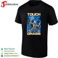 Touch grass necromancer skull sorcerer fantasy skeleton magic blue fire shirt