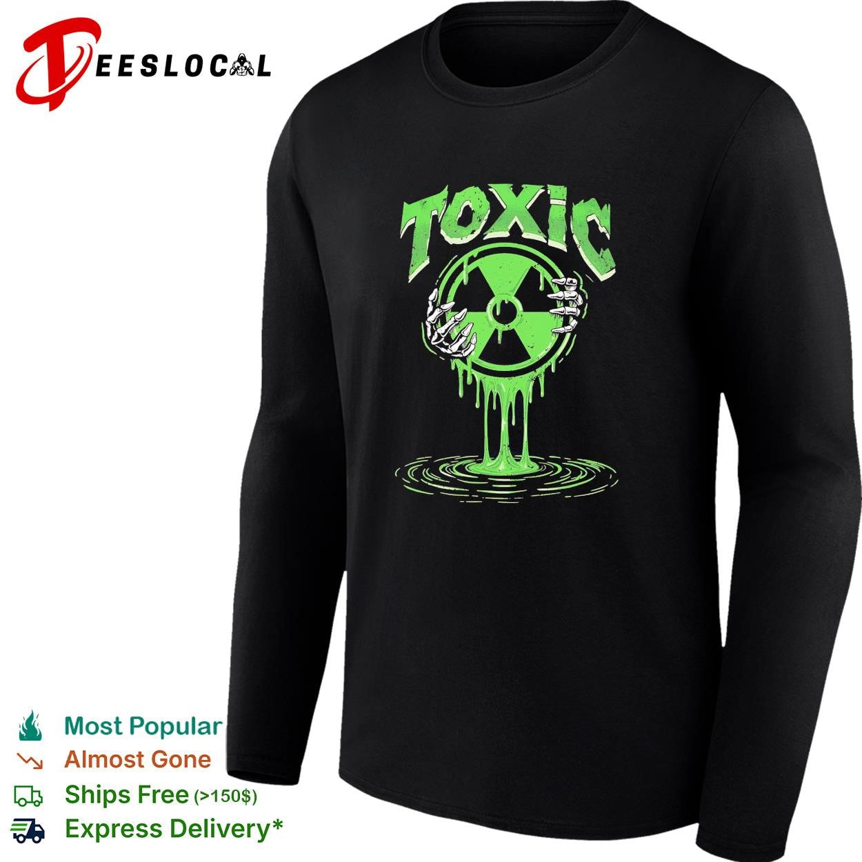 Toxic radioactive skeleton hand shirt