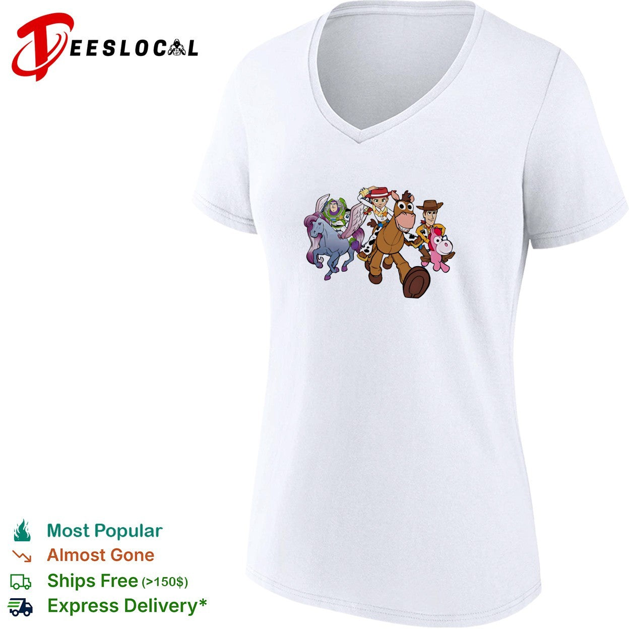Toy Story Buzz Jessie Bullseye Woody and unicorn toy running shirt