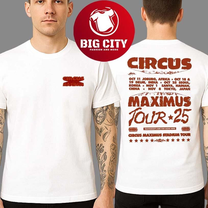 Travis Scott Circus Maximus Stadium Tour 2025 New Two Sided Shirt