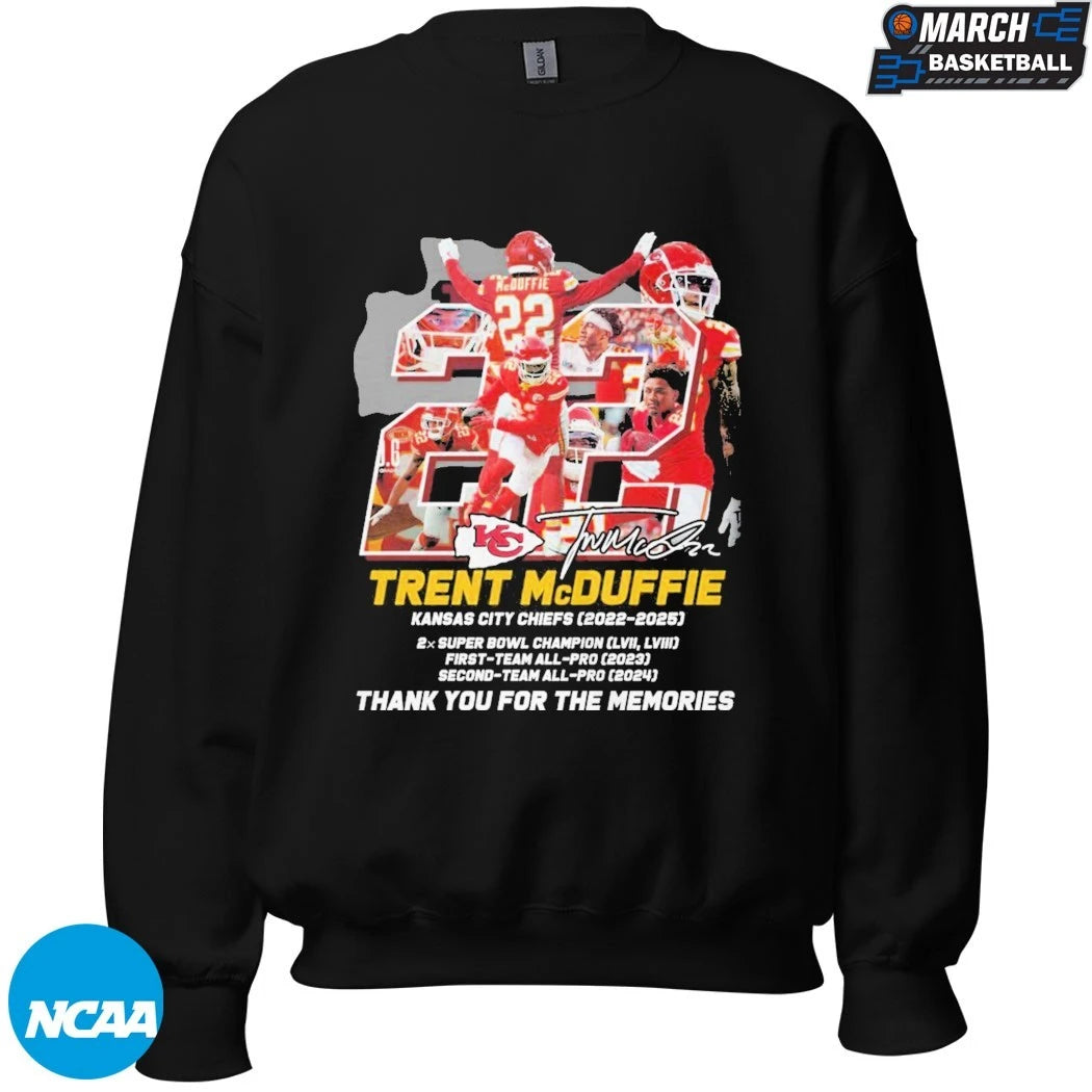 Trent McDuffie Kansas City Chiefs 2022-2025 Thank You For The Memories Signature T-shirts