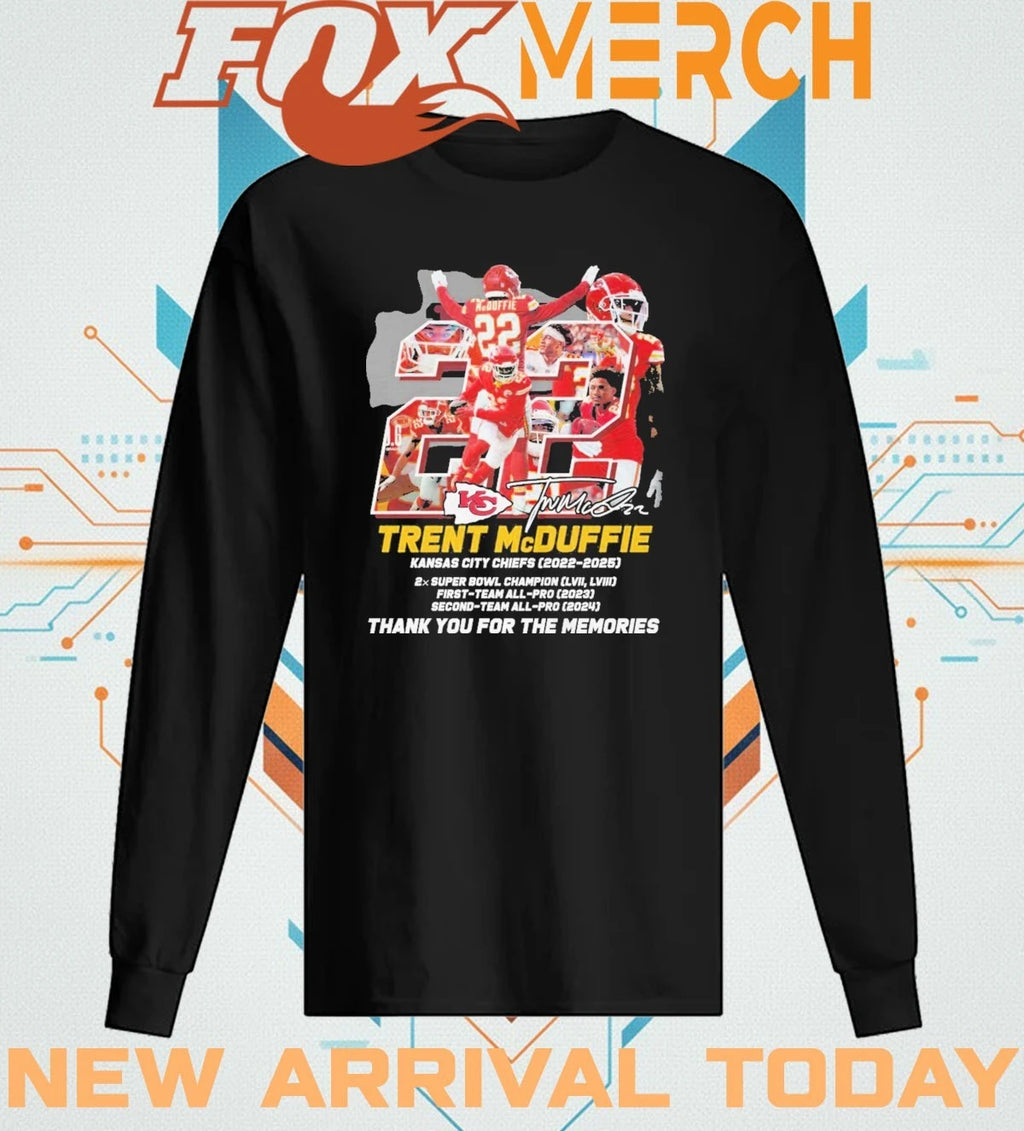 Trent McDuffie Kansas City Chiefs 2022-2025 thank you for the memories signature t-shirt