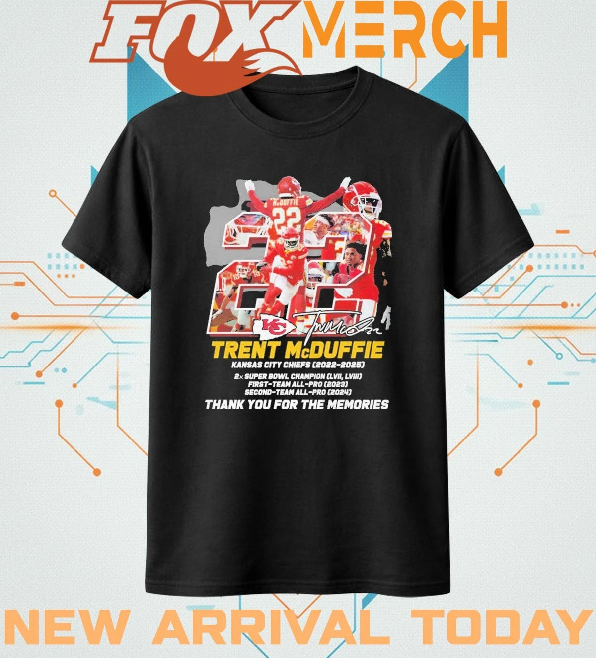 Trent McDuffie Kansas City Chiefs 2022-2025 thank you for the memories signature t-shirt