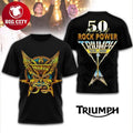 Triumph 50Th Anniversary Rock Band Shirt 2025 Rock Power Fan Tribute Two Sided Shirt