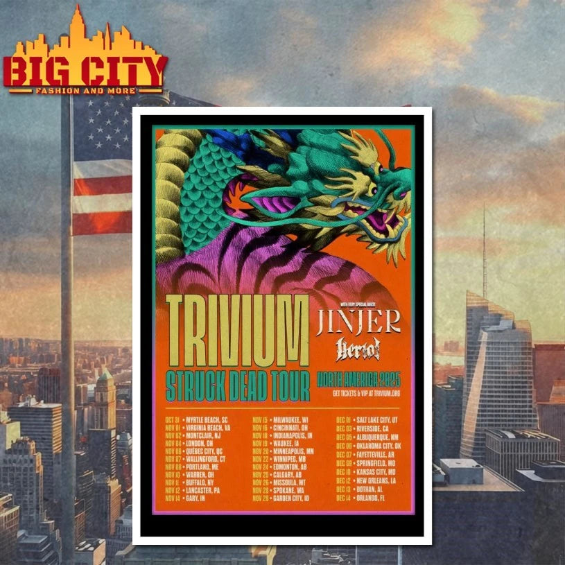 Trivium North America 2025 Struck Dead Tour Poster shirts