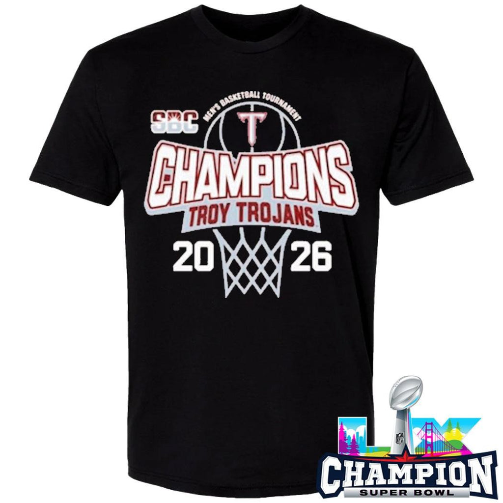 Troy Trojans Champions 2026 Sun Belt Men’s Basketball Tournament Shirt