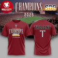 Troy Trojans Sun Belt Champions 2025 Celebrating Two Sided Shirt