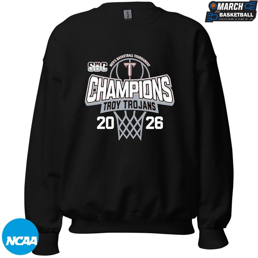 Troy Trojans University 2026 Sun Belt Men’s Basketball Tournament Champions T-Shirts