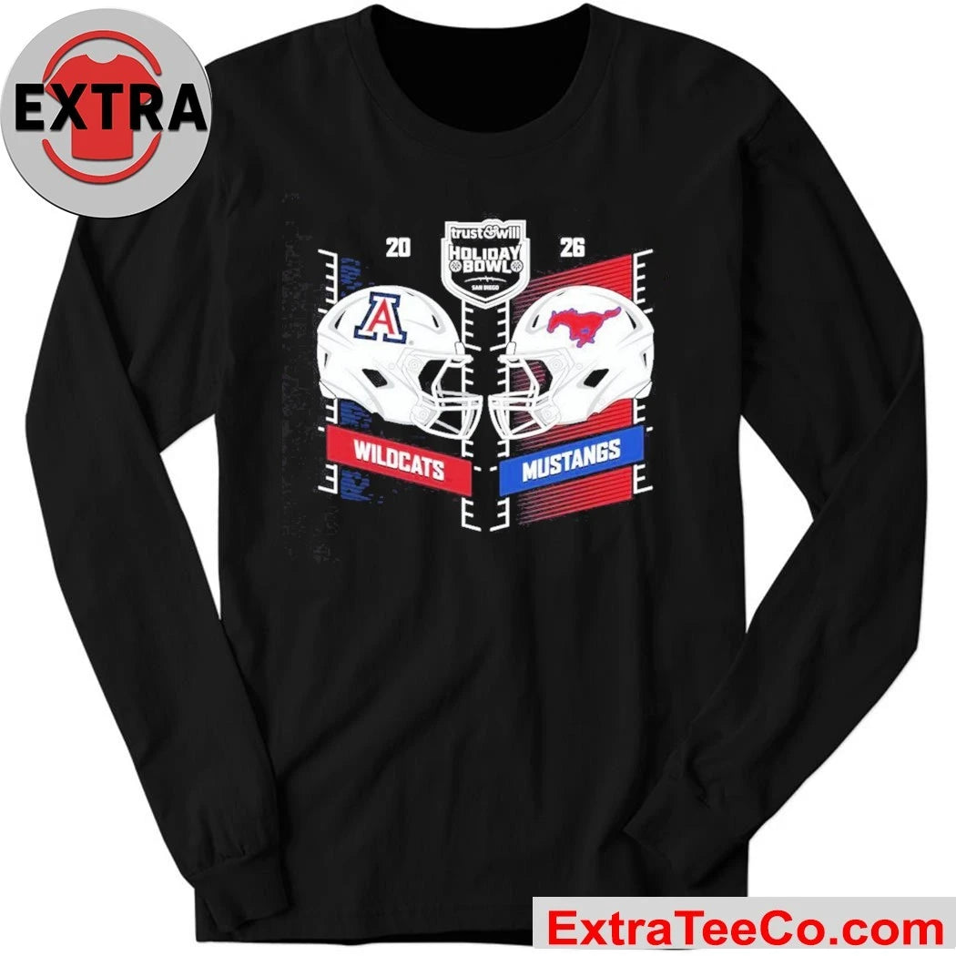 Trust &amp; Will Holiday Bowl 2026 Arizona Wildcats and SMU Mustangs Logo Friday, January 2, 2026 at Snapdragon Stadium in San Diego, California Shirt