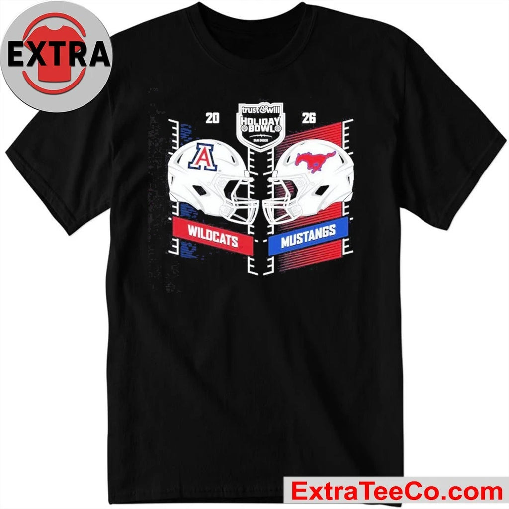 Trust &amp; Will Holiday Bowl 2026 Arizona Wildcats and SMU Mustangs Logo Friday, January 2, 2026 at Snapdragon Stadium in San Diego, California Shirt