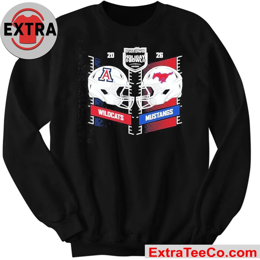 Trust &amp; Will Holiday Bowl 2026 Arizona Wildcats and SMU Mustangs Logo Friday, January 2, 2026 at Snapdragon Stadium in San Diego, California Shirt