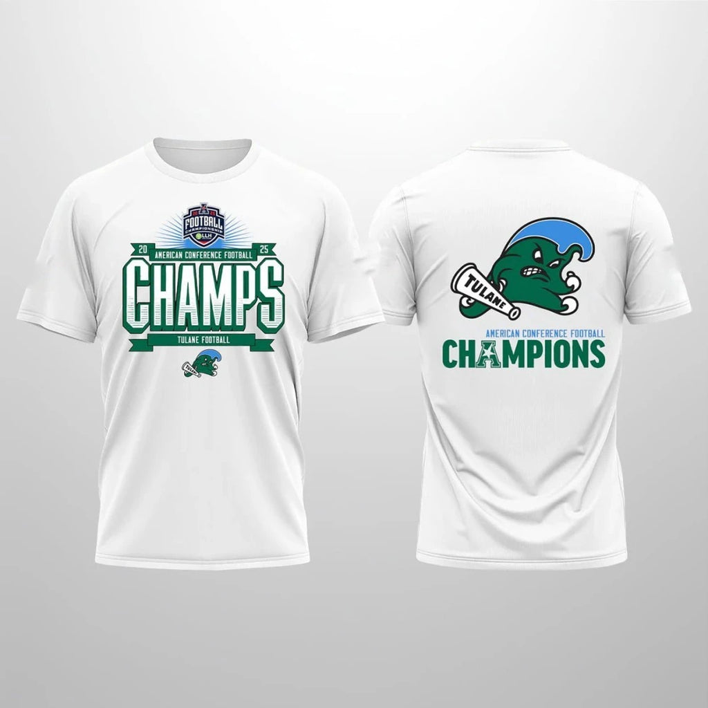 Tulane 2025 American Conference Football Champions Tulane Football Logo Shirt