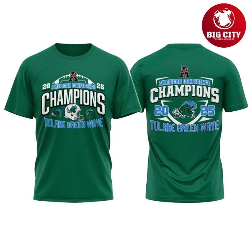 Tulane American Conference Football Champions 2025 Two Sided Shirt