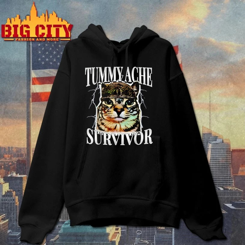 Tummy ache survivor cat funny shirt