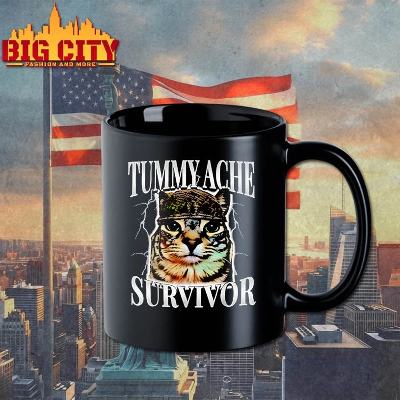 Tummy ache survivor cat funny shirt