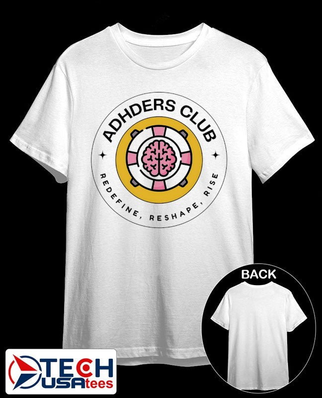 Adhders Club Redefine Reshape Rise logo shirt