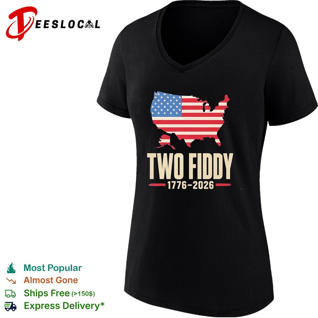 Two fiddy USA map flag shirt