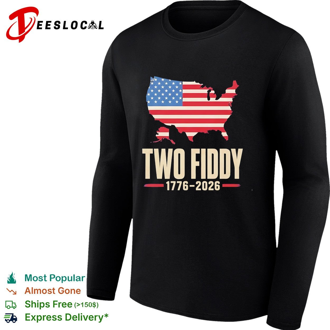 Two fiddy USA map flag shirt