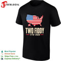 Two fiddy USA map flag shirt