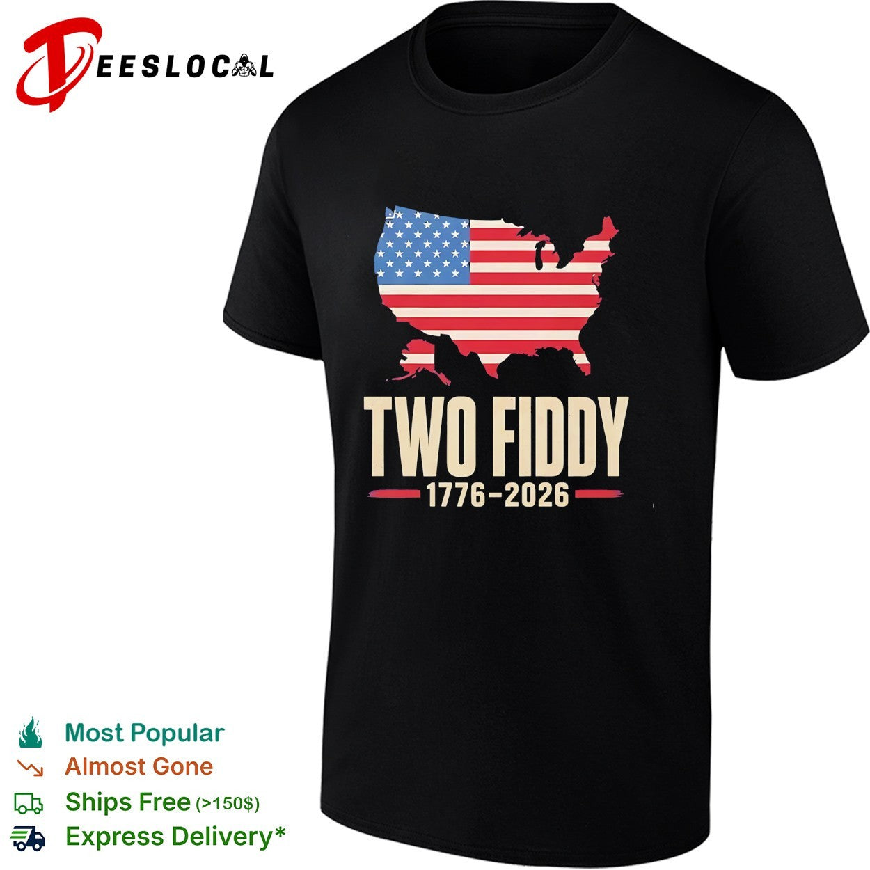 Two fiddy USA map flag shirt