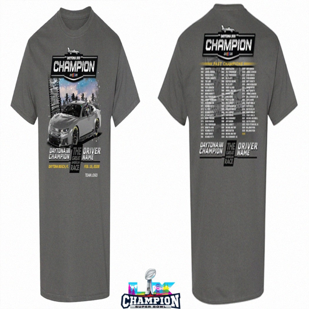Tyler Reddick Checkered Flag Sports 2026 Daytona 500 Champion Past Champions Driver Name The Great American Race T-Shirts