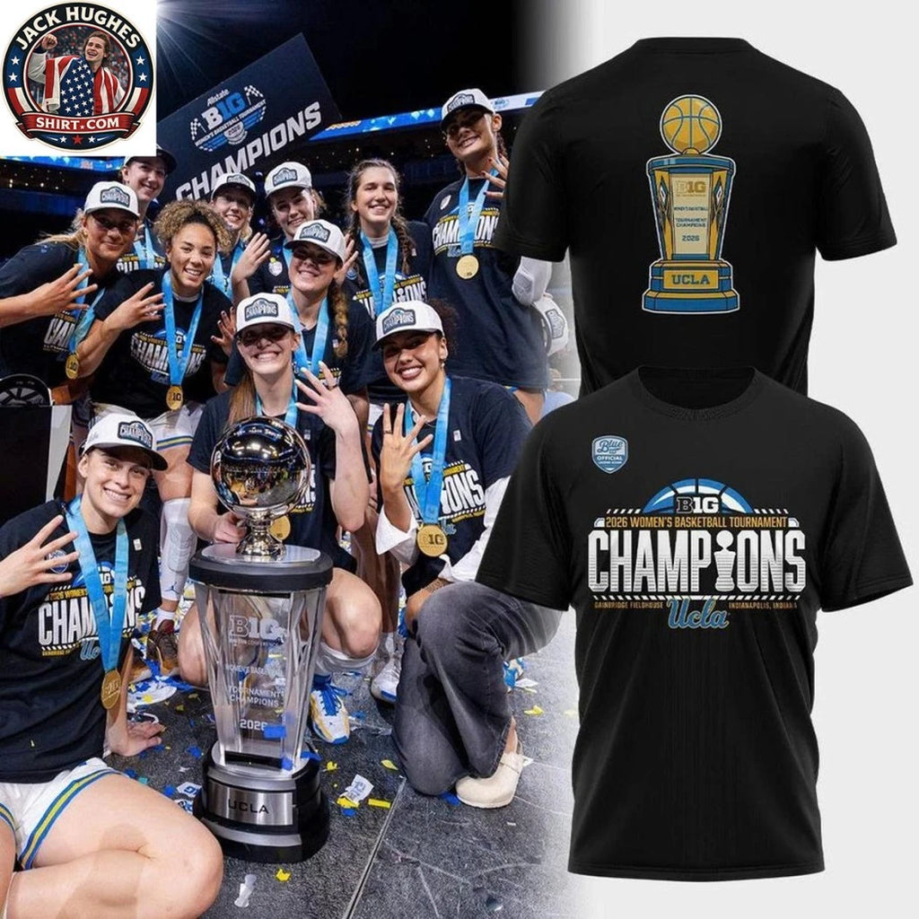 UCLA Bruins Basketball 2026 Big Ten Tournament Champions Logo Two Sided Graphic T-Shirt