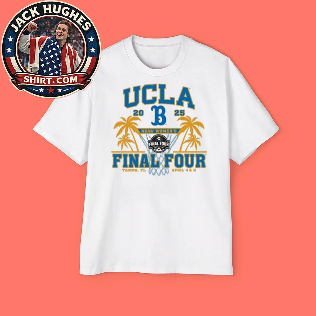 UCLA Bruins White Blue 84 2025 NCAA Women’s Basketball Final Four Logo Shirt