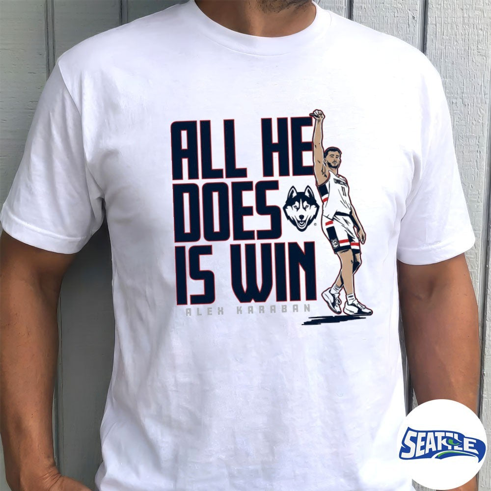 UConn Huskies Basketball Alex Karaban All He Does is Win shirt