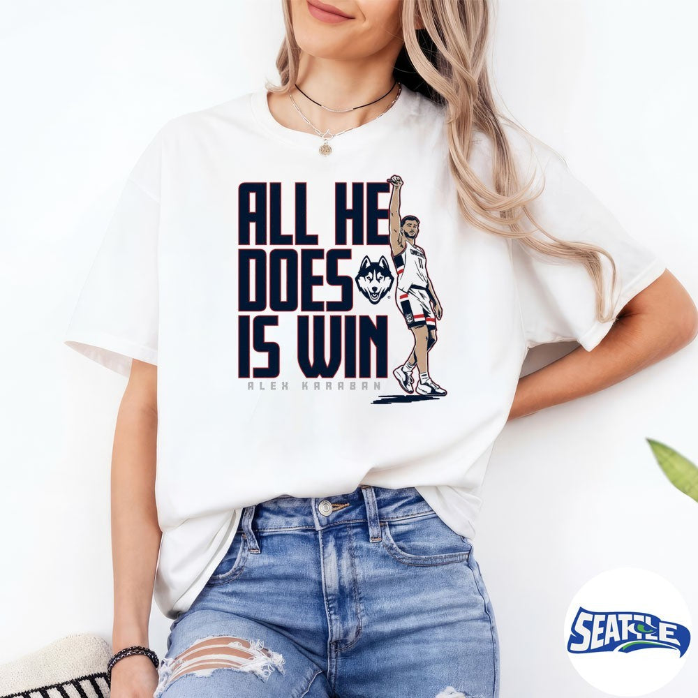 UConn Huskies Basketball Alex Karaban All He Does is Win shirt