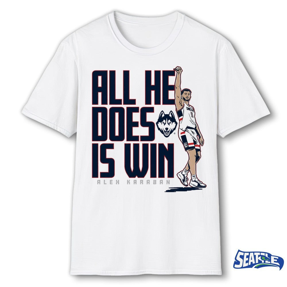 UConn Huskies Basketball Alex Karaban All He Does is Win shirt