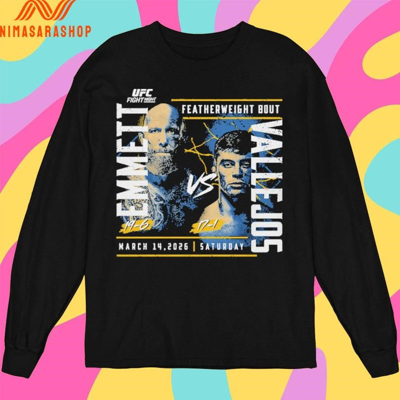 UFC Fight Night 2026 Emmett Vs Vallejos Featherweight Bout March 14 2026 Saturday Shirts