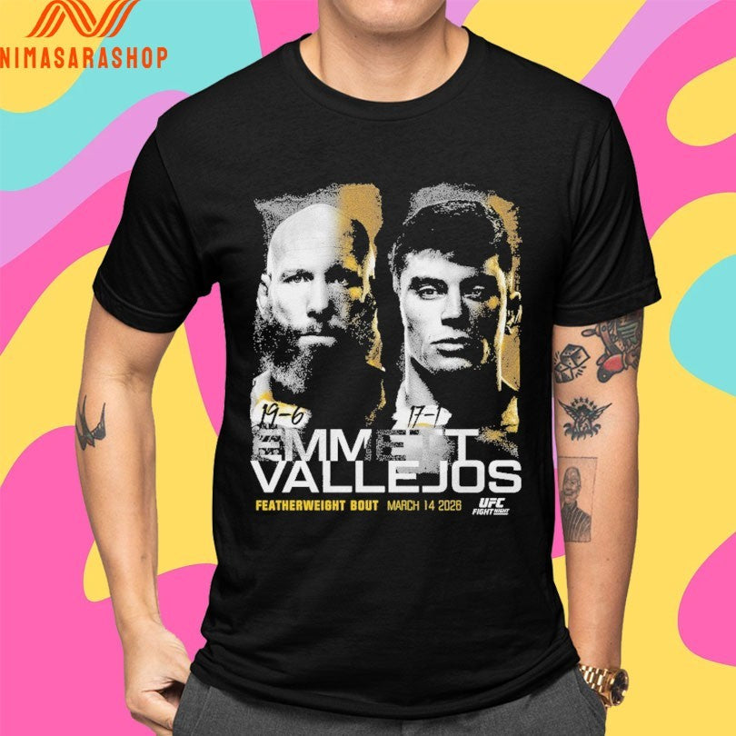 UFC Fight Night Emmett Vs Vallejos Featherweight Bout March 14 2026 Match Up Shirts