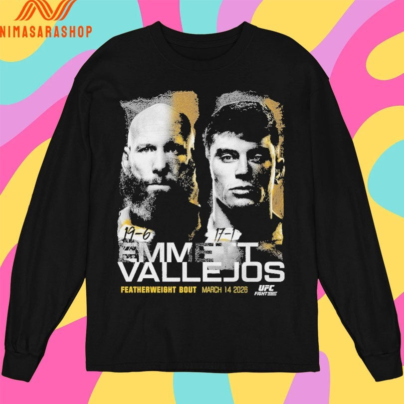 UFC Fight Night Emmett Vs Vallejos Featherweight Bout March 14 2026 Match Up Shirts