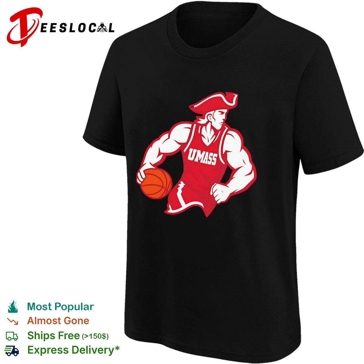 UMass Minutemen Basketball Mascot Logo shirt