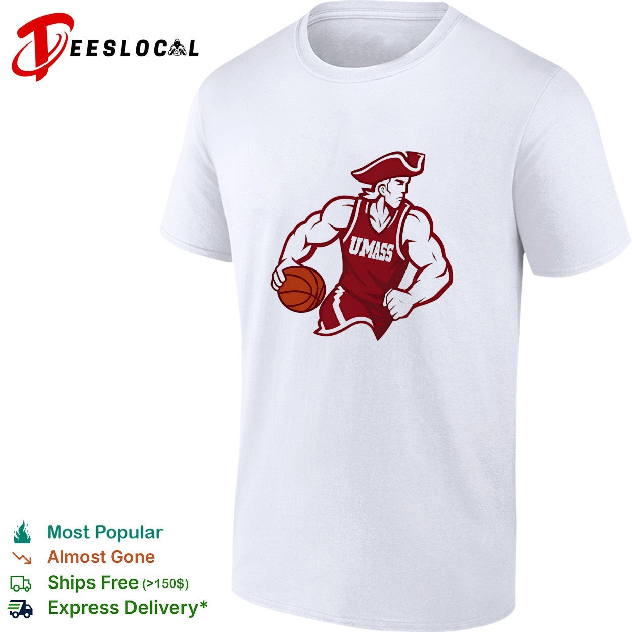 UMass basketball mascot dribbling shirt