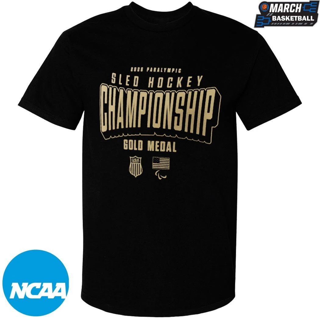USA National Sled Hockey 2026 Winter Olympics Gold Medal Champions T-Shirts