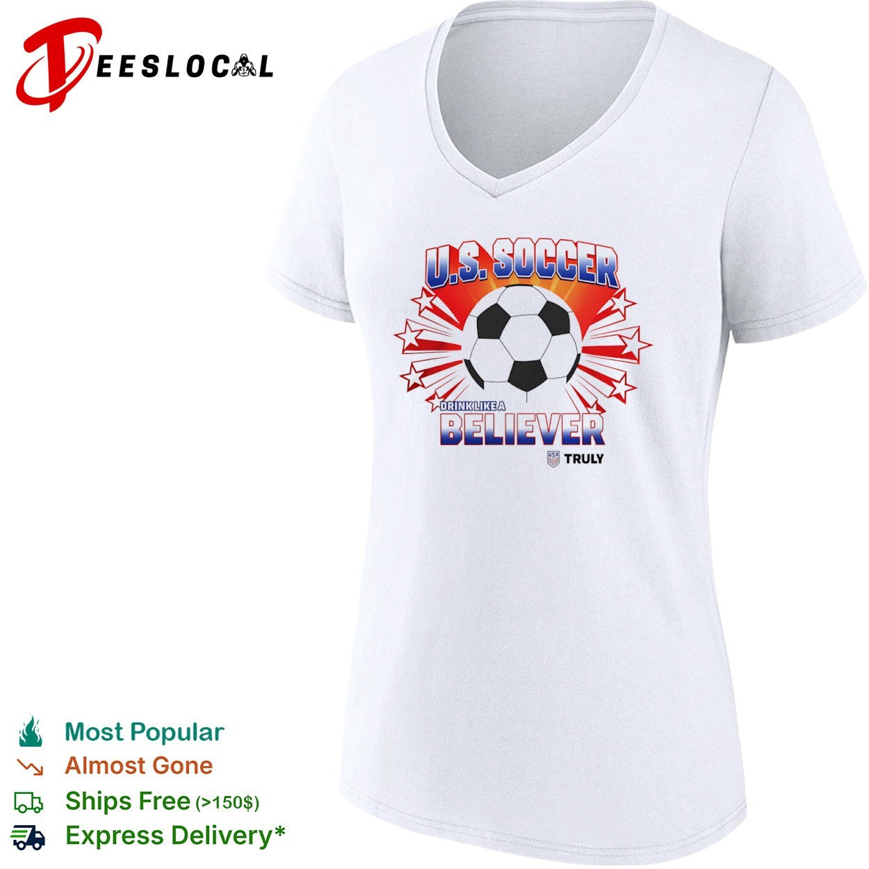 US Soccer drink like a believer Truly patriotic stars shirt