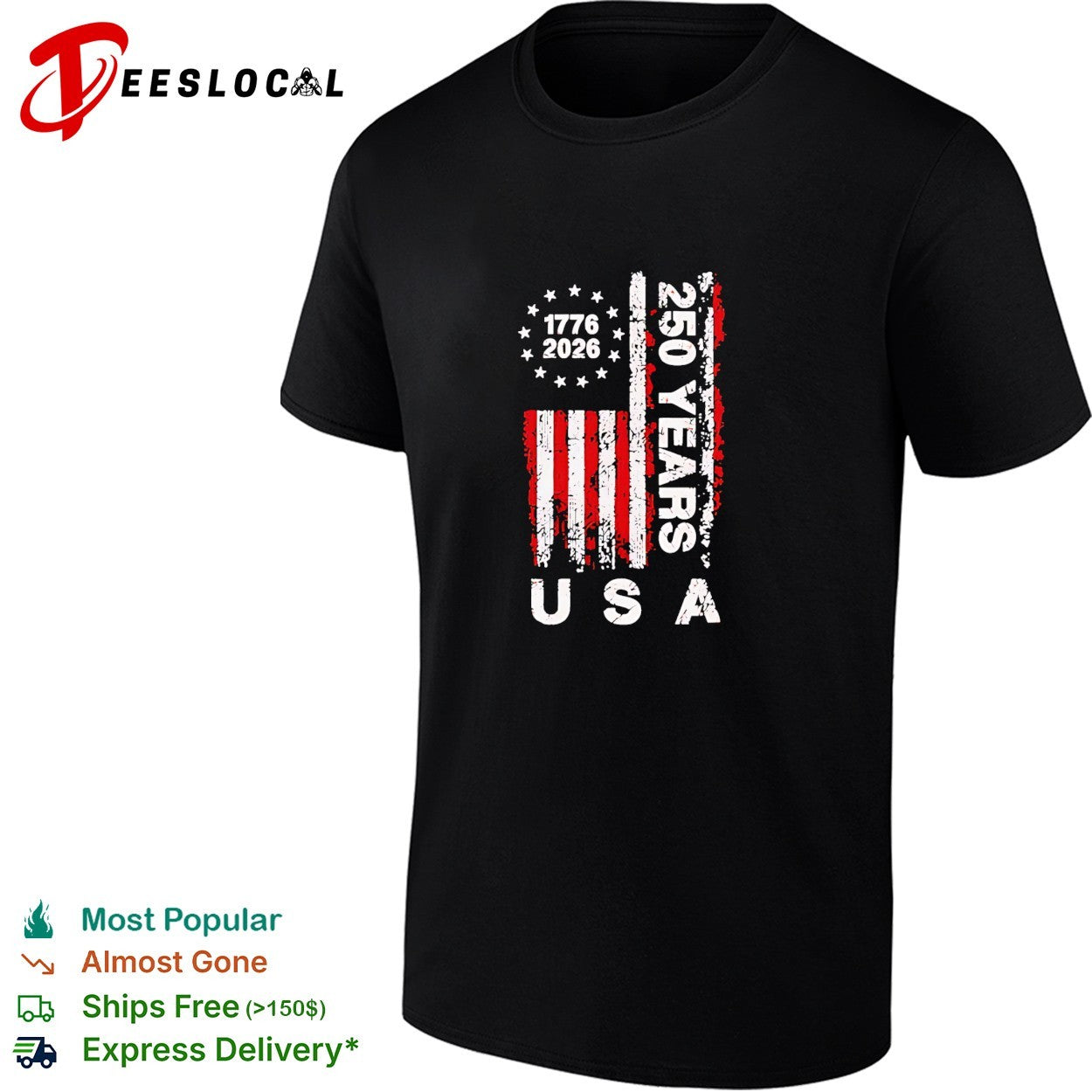 USA 1776 2026 250 years flag shirt
