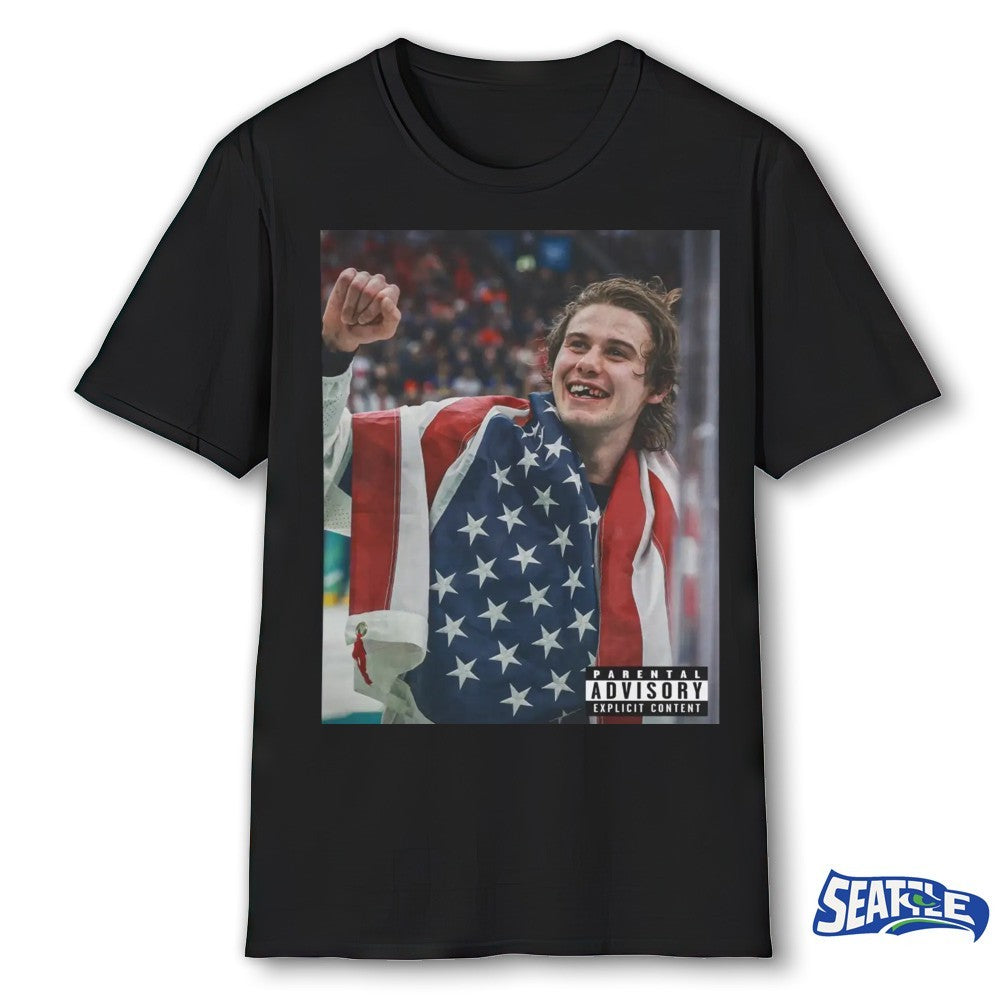 USA Champions Jack Hughes Parental Advisory Explicit Content 2026 Winter Olympics shirt