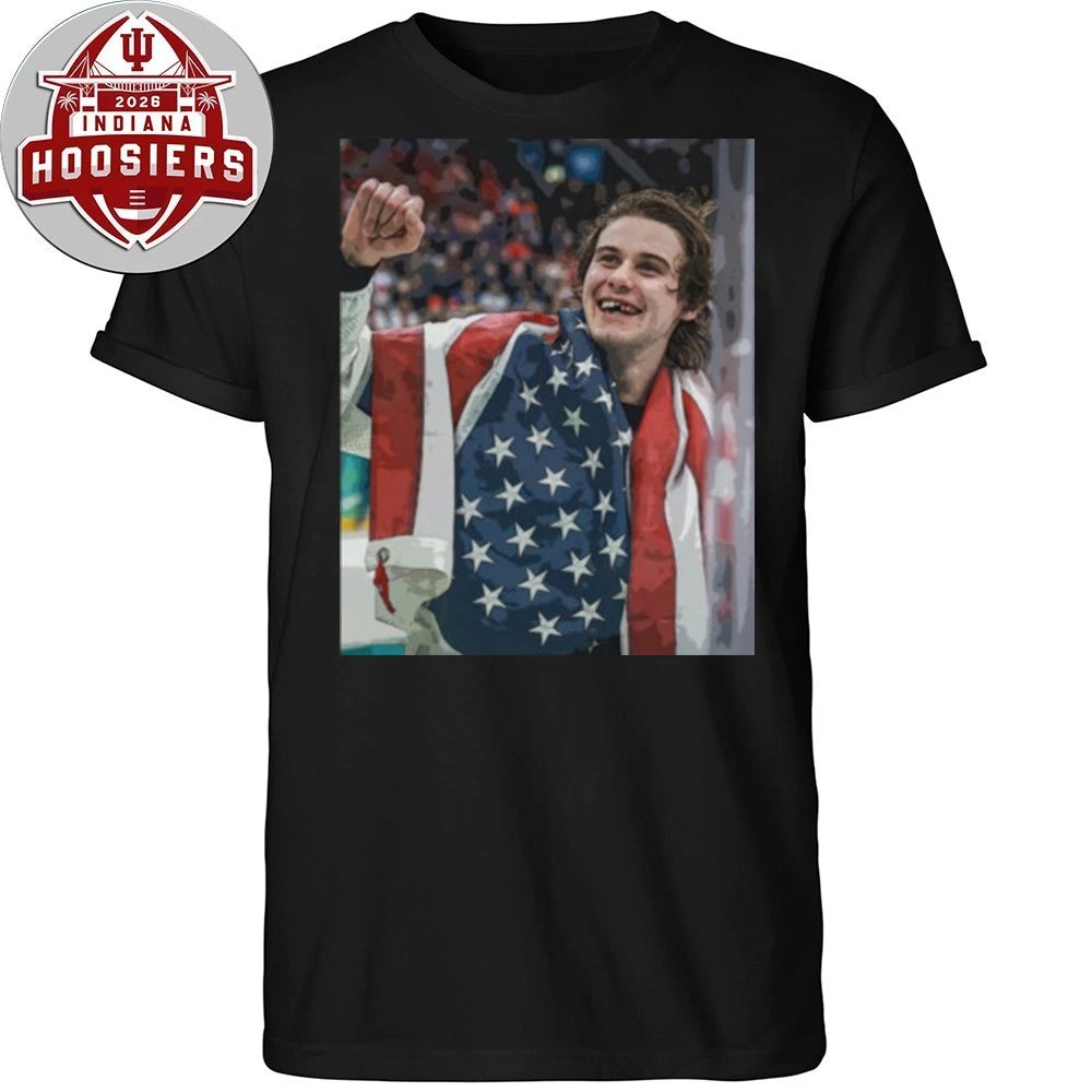 USA Champions Jack Hughes USA Flag T-Shirt