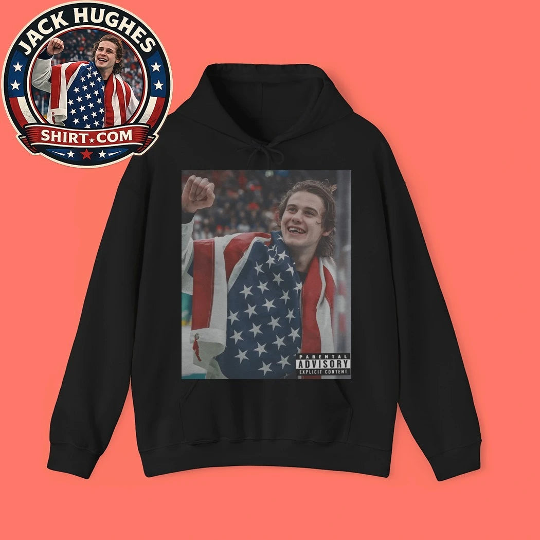 USA Champions Jack Hughes Victory Flag T-Shirt