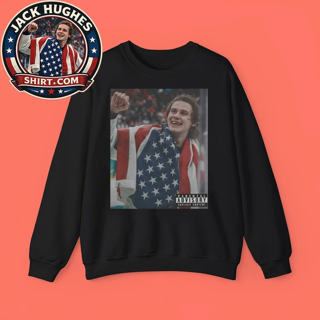 USA Champions Jack Hughes Victory Flag T-Shirt