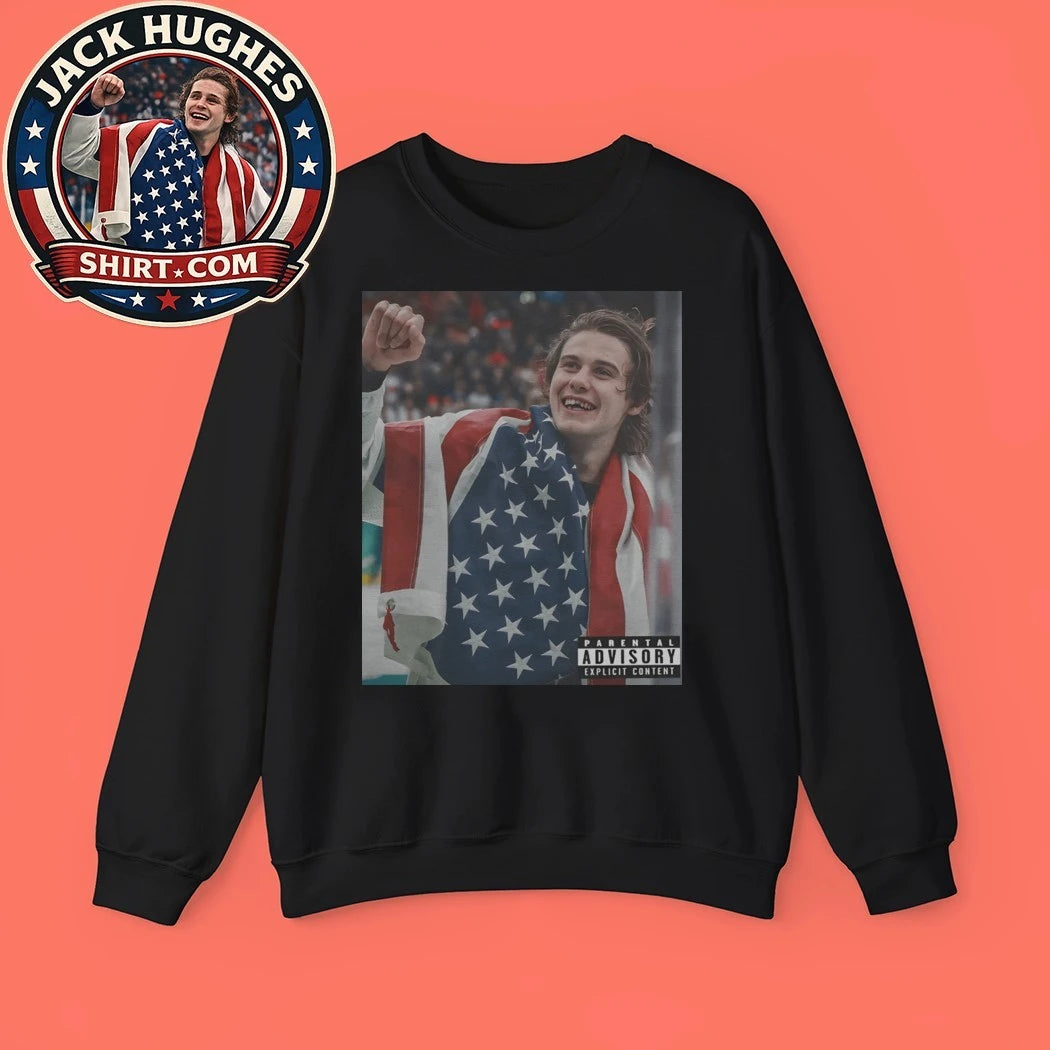 USA Champions Jack Hughes Victory Flag T-Shirt