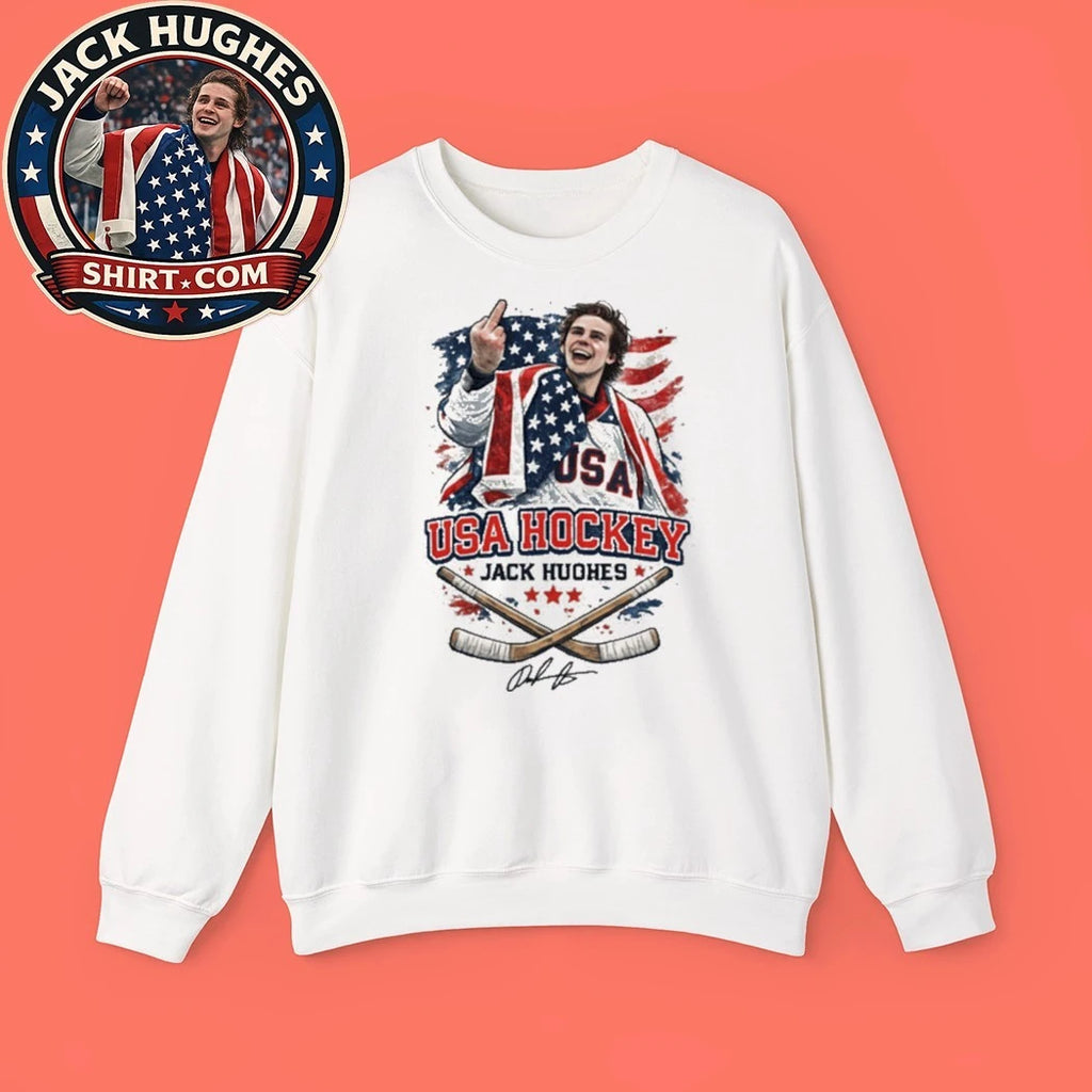 USA Gold Hockey Jack Hughes Flag And Signature New T-Shirt