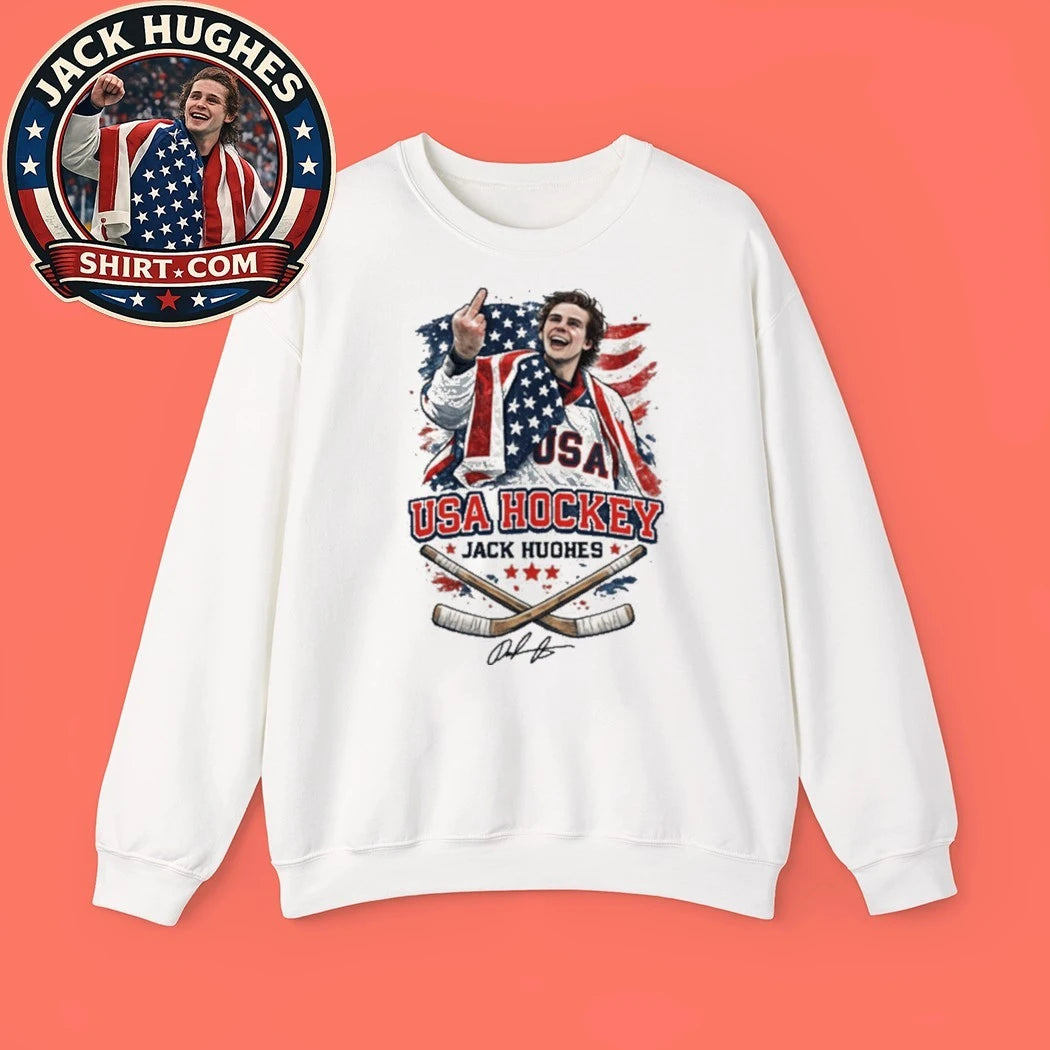 USA Gold Hockey Jack Hughes Flag And Signature New T-Shirt
